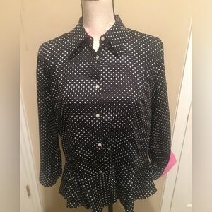 Lauren Ralph Lauren Dark Blue Polka Dot Top